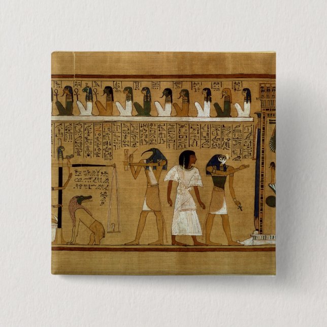 Vägningen av hjärtan mot Maats fjäder Knapp (Framsida)