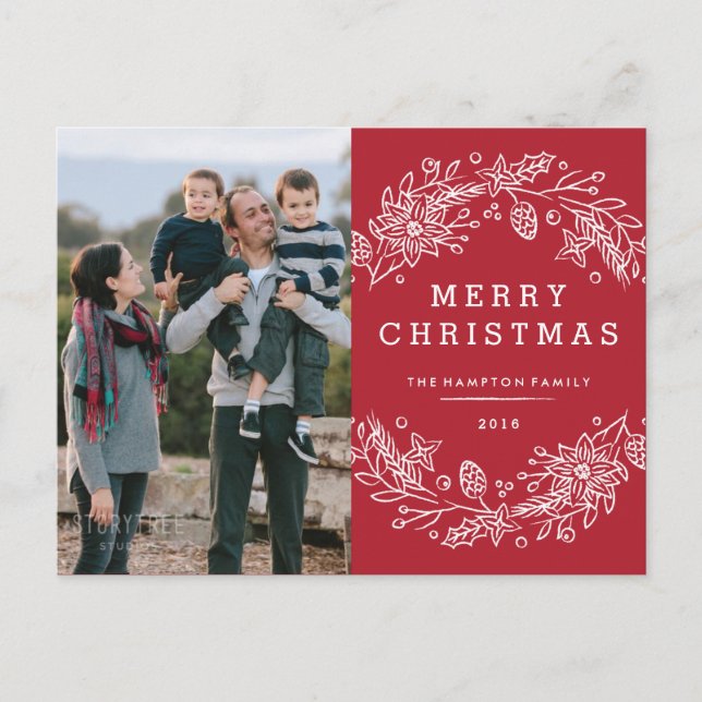 Vagnkort för julfransens Helgdag - berry Helg Vykort (Framsida)