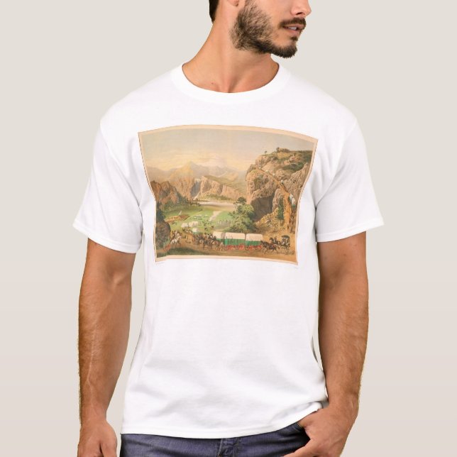 Vagntåg som ankommer på utposten (1838A) T-shirt (Framsida)
