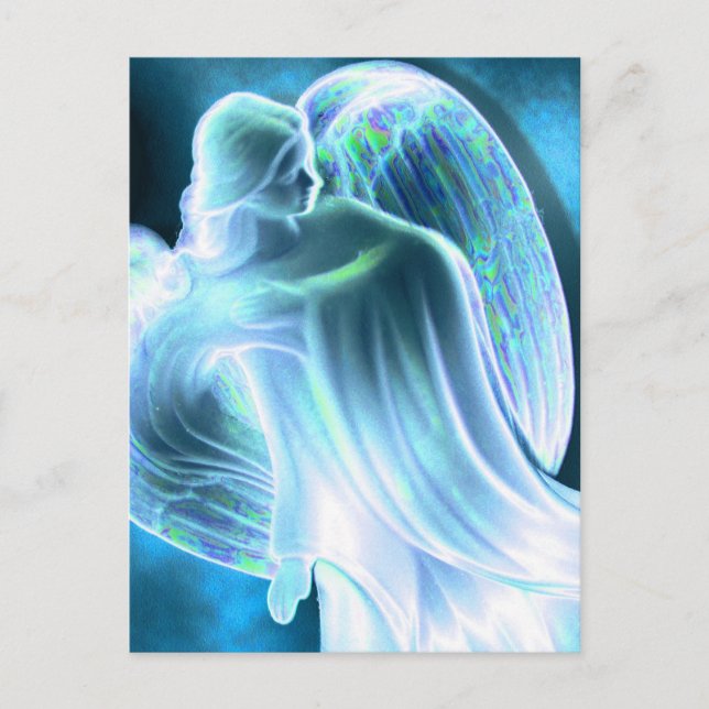 Vagnvykort för majsblå ängel vykort (Framsida)