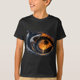Vågöga – Surreal haj Ocean Solnedgång Optisk T Shirt