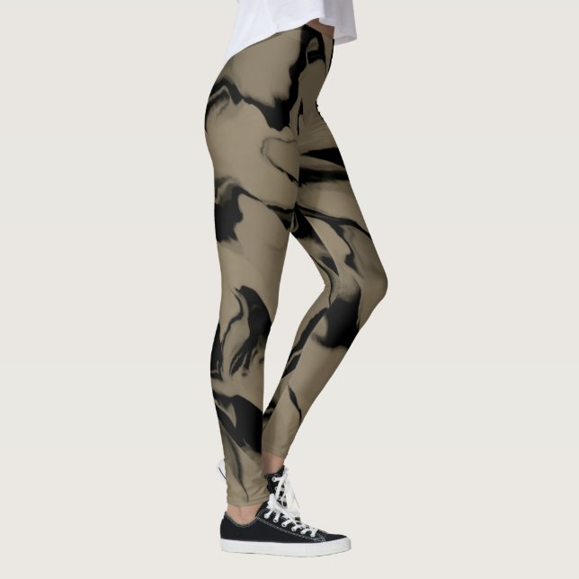 Vågor av Tan och Brun Design Leggings (Höger)