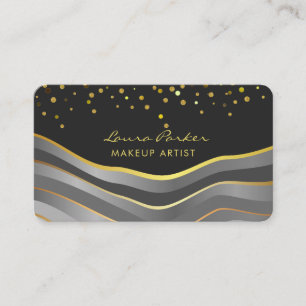 Vågor Grå Guld Minimala Ränder Makeup Artist Visitkort