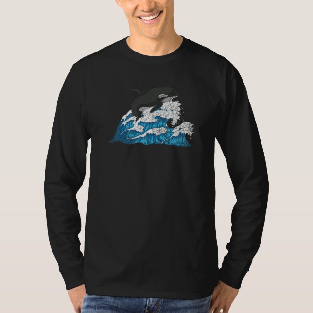 Vågor Hav Djur Späckhuggare T Shirt (Framsida)