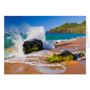 Vågor kraschar på stranden, Hawaii Hälsningskort
