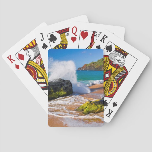 Vågor kraschar på stranden, Hawaii Kortlek (Baksidan)