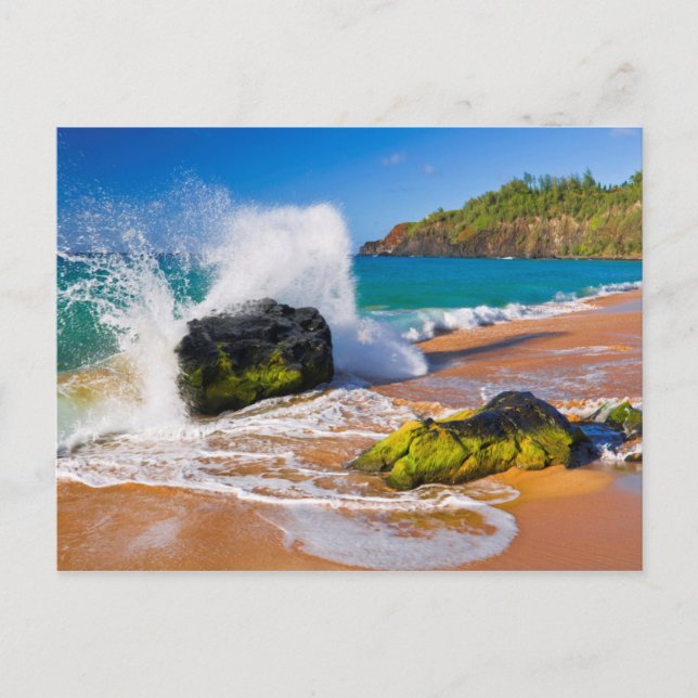 Vågor kraschar på stranden, Hawaii Vykort (Framsida)