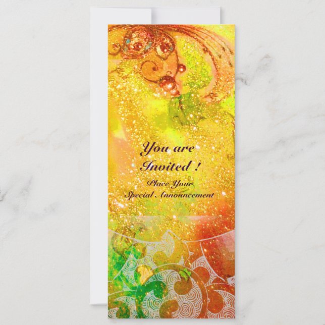 VÅGOR , ljusa röda gröna bruna rosa guldgnist Inbjudningar (Framsida)