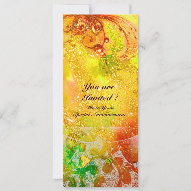 VÅGOR , ljusa röda gröna bruna rosa guldgnistrar Inbjudningar (Framsida)