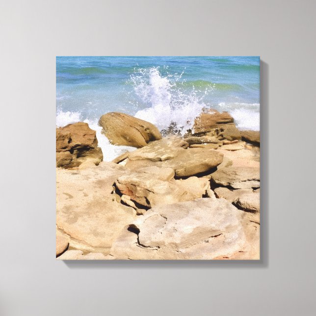 Vågor på klippig kust Strand Ocean Canvas  (Framsida)