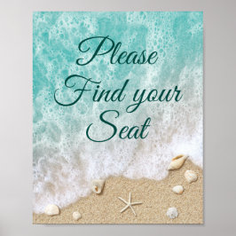 Vågor på stranden Vänligen hitta din plats Affisch