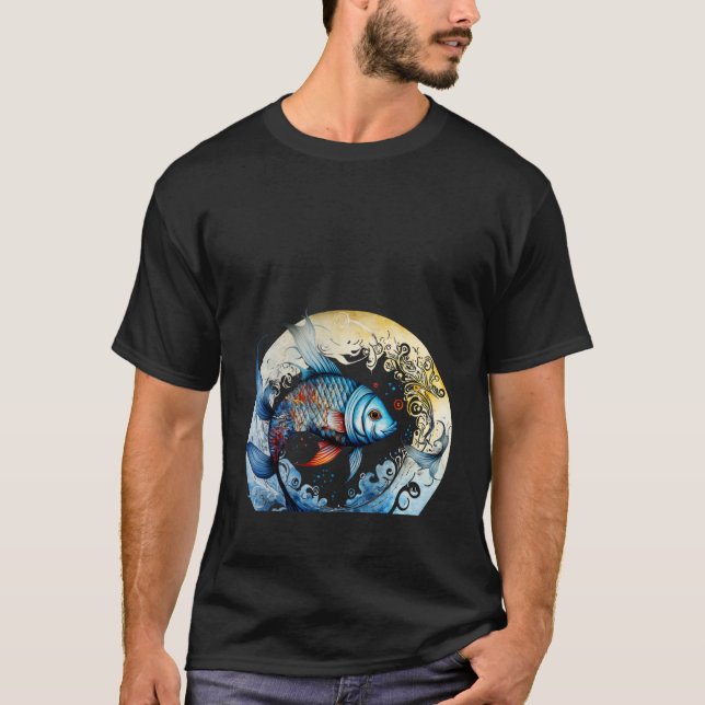 Vågor Vatten Fisk T Shirt (Framsida)