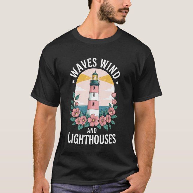 Vågor Vind och Fyrtorn T Shirt (Framsida)