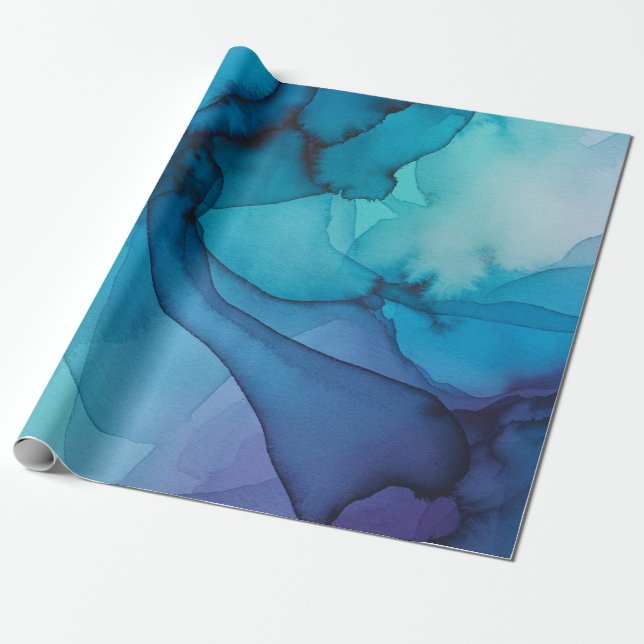 Vågrät Abstrakt, vattenfärg, figursättning Presentpapper (Utrullad)