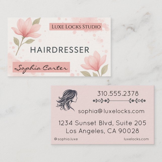 Vågrät affärskort Elegant, Dubbla Visitkort (Fram/baksida)