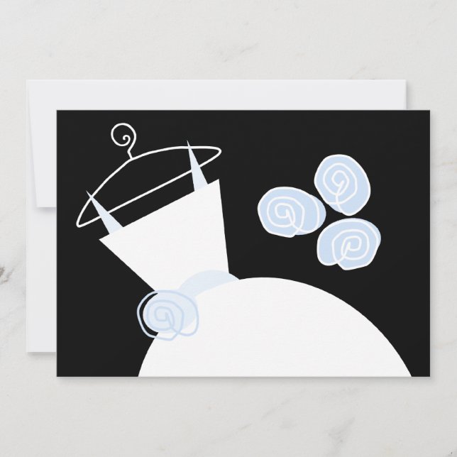 vågrät av blått möhippa i bröllop, svart inbjudningar (Framsida)