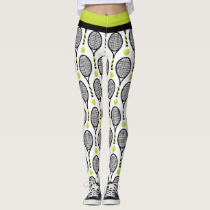 🎾 Vågrät Black and grönt tennis 🎾 Leggings
