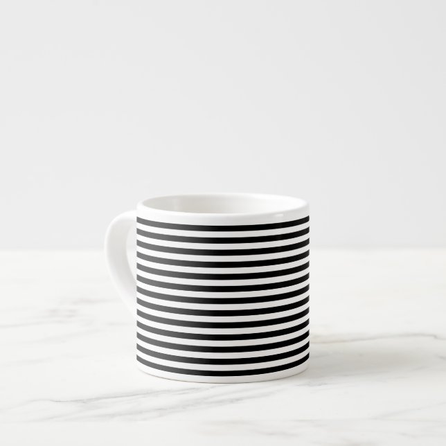 Vågrät Black and White Rand Espressomugg (Framsida vänster)