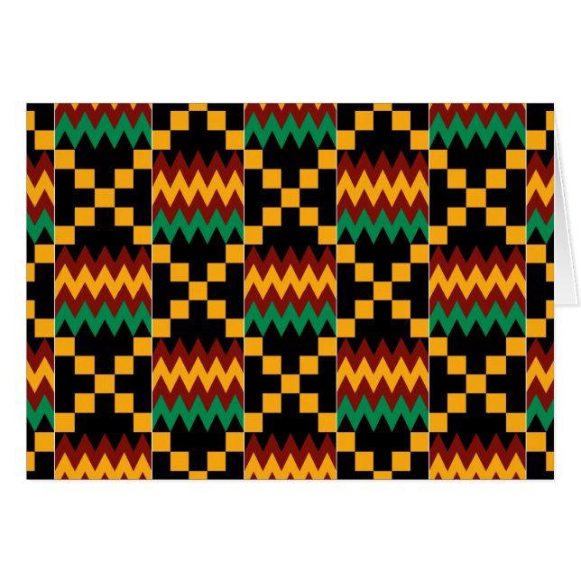 Vågrät Black, Grönt, Red, Gult Kente Trasa Hälsningskort (Framsidan Horizontal)