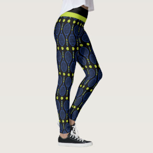 🎾 Vågrät blått, grönt, svart tennis 🎾 Leggings