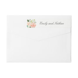 Vågrät Blommigt för persikor med  vattenfärg, figu Etikettband