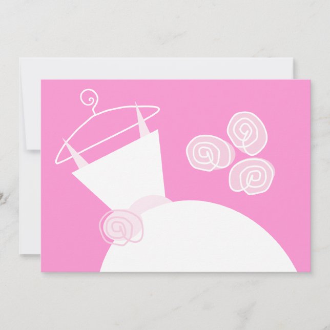 vågrät bröllop Gown Rosa möhippa  Inbjudningar (Framsida)