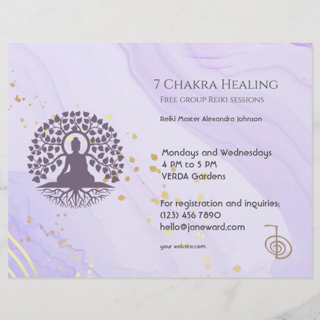 Vågrät Buddha Chakra Energy Healer Reiki Reklamblad (Framsidan)