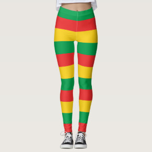 Vågrät Burkina Faso Flagga Färg Leggings