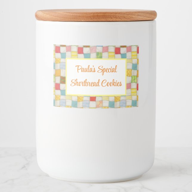 Vågrät CRAZY QUILT 2"X3" Food Container Label Mat Etiketter (Framsida)