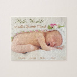 Vågrät Cute Baby och pappa Birth Notice Pussel