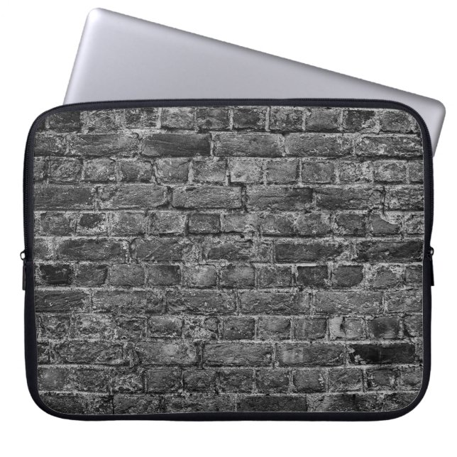 vågrät del av svart målad tegelvägg,br laptop fodral (Framsidan)