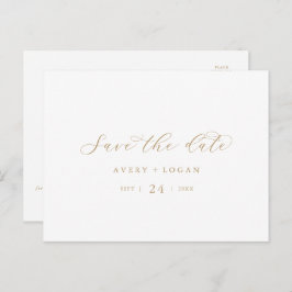 Vågrät elegant Guld Skript Spara datum Inbjudan Vykort