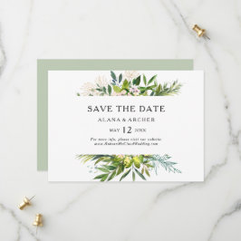 Vågrät elegant Olive Greenery Spara datum Datumet