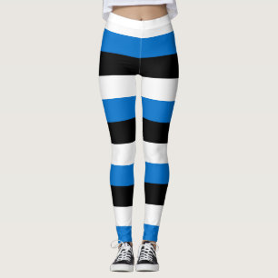Vågrät Estlands nationella Flagga i Färg är striml Leggings