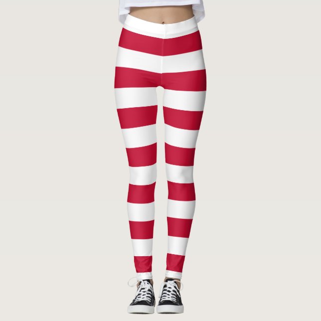 Vågrät Flagga i Danmark stripe Leggings (Framsida)