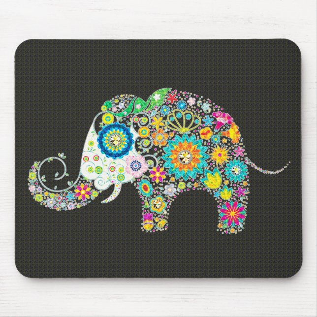 Vågrät Flower Elephant - Diamond Studs Musmatta (Framsidan)