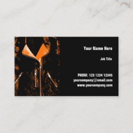 Vågrät för läder-Jacka-Orange Visitkort