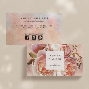VÅGRÄT för LUMINOUS RO & Peony Elegant Blommigt Visitkort