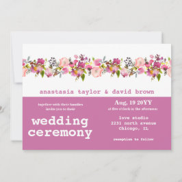 Vågrät för rosa Blommigt QR-kod, inbjudan till brö