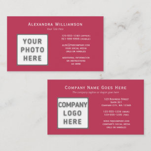 Vågrät Foto Logotyp Template Front Back Magenta Visitkort