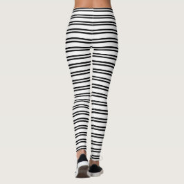 Vågrät görar randig det svartvita randiga mönster leggings