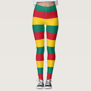 Vågrät Grenada National Flagga Färg Stripe Leggings