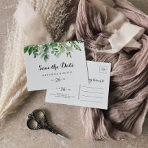 Vågrät grönt Eucalyptus Foliage Spara datum