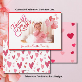 Vågrät Hugs & Kisses Photo Valentine Julkort