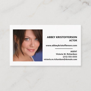 Vågrät Information om Actor Headshot Agent Visitkort