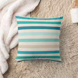 Vågrät - jämn Rand, Lagun, Blue, Aqua, Cream Kudde