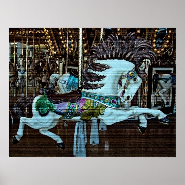 Vågrät Korn Merry-Go Round Horse Poster (Framsidan)