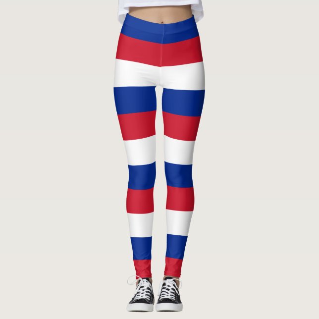 Vågrät Kuba National Flagga Färg stripe Leggings (Framsida)