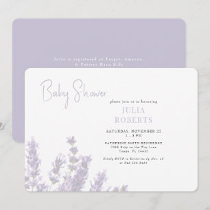 Vågrät Lavender i Bloom Baby Shower Inbjudningar