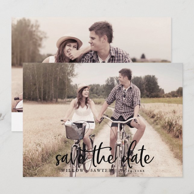 Vågrät Ljusfoto Spara datum för Rustik skrift Datumet (Fram/baksida)